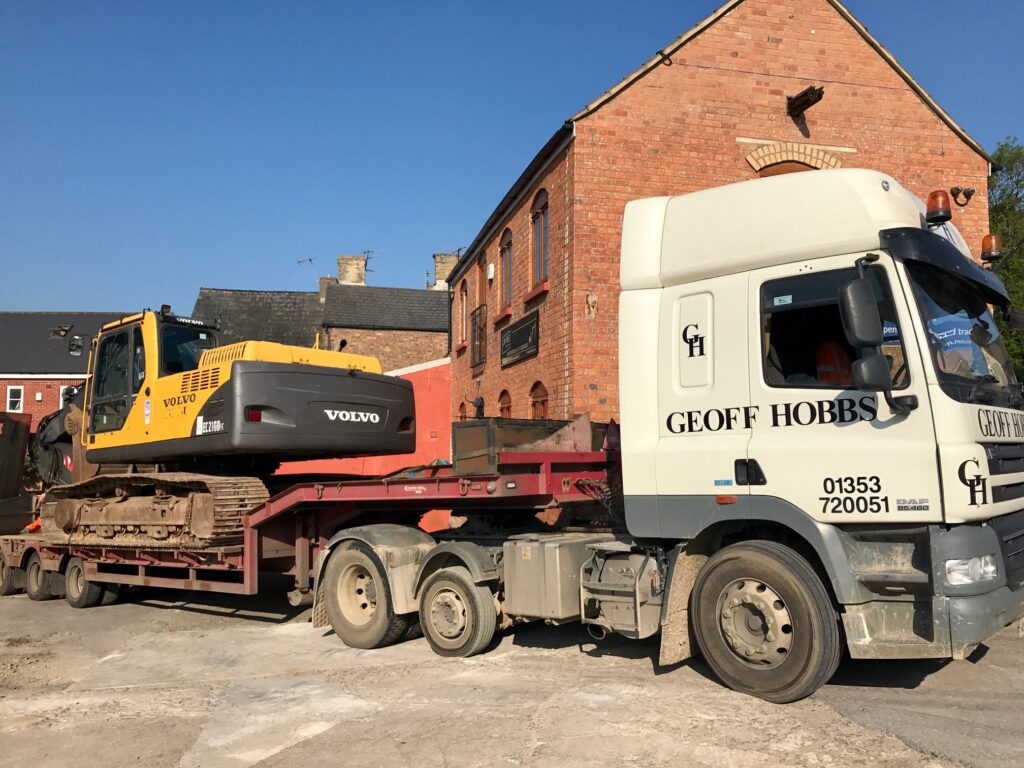 volvo excavator leaving for plant hire company