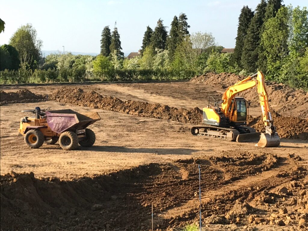hyundai excavator working on site