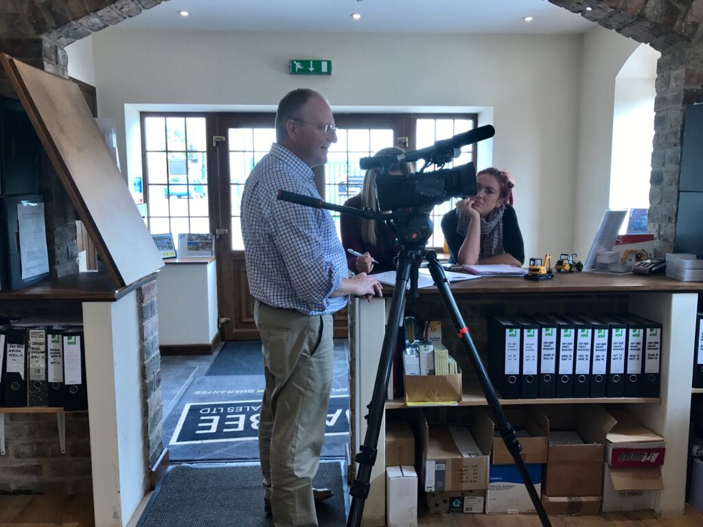 jay bee plant sales filming at the office in stroud