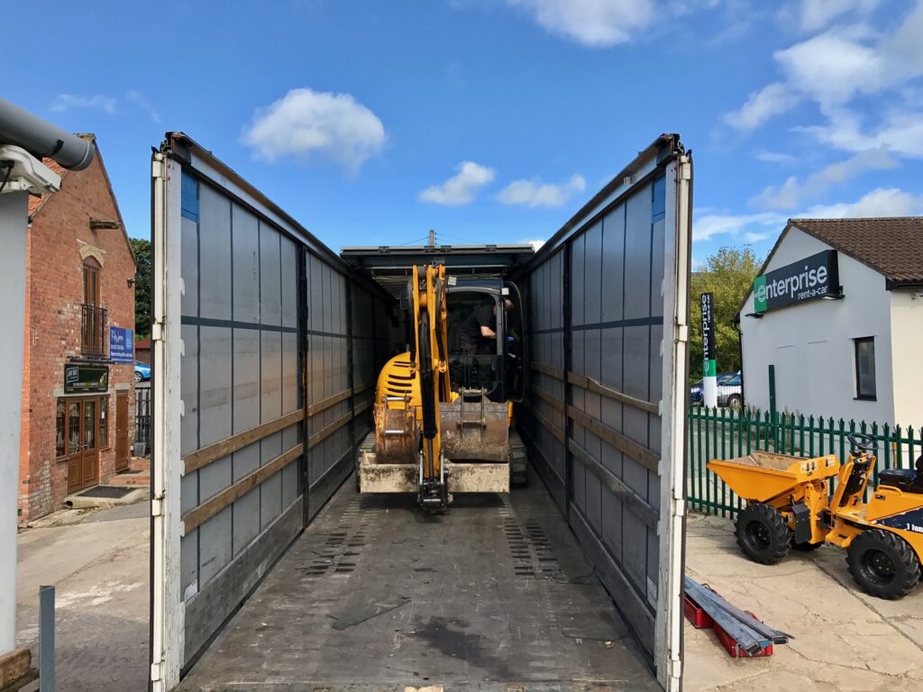 jcb mini digger loaded ready to leave for export to croatia