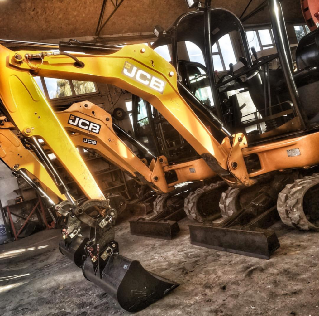 jcb excavators in the workshop 