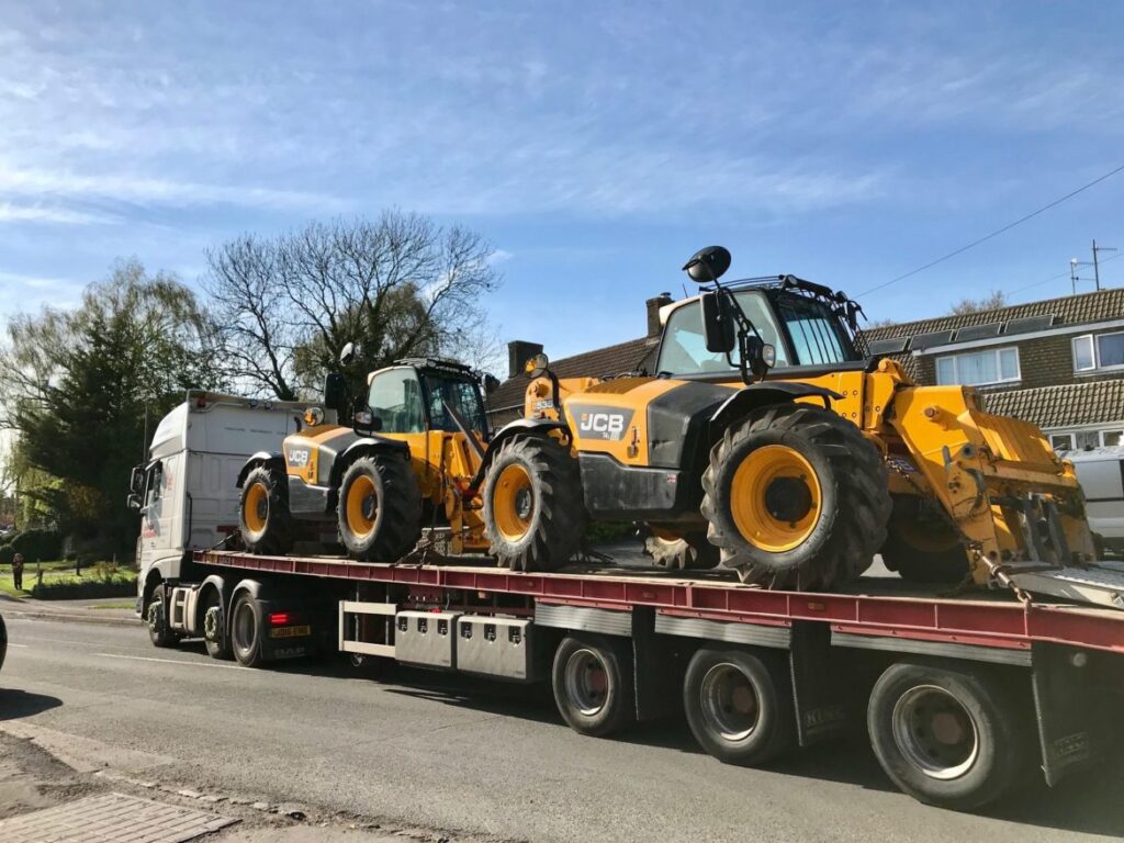 jcb telehandlers loaded for delivery at jay bee plant sales