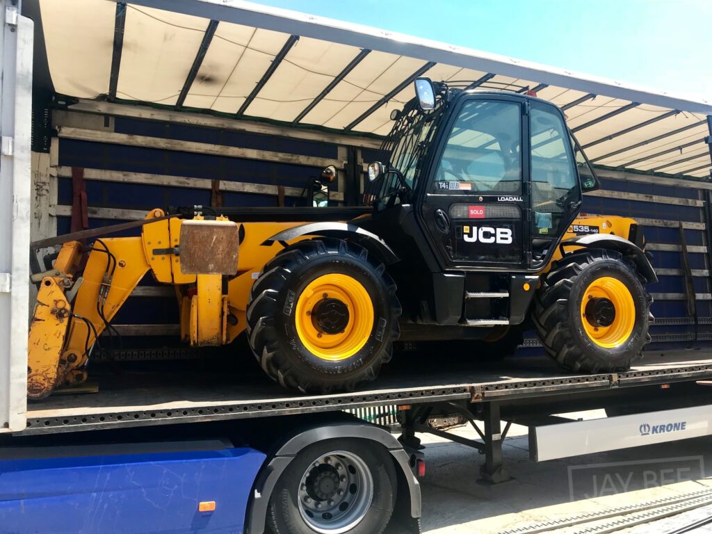 jcb telehandler loaded for romania at jay bee plant sales